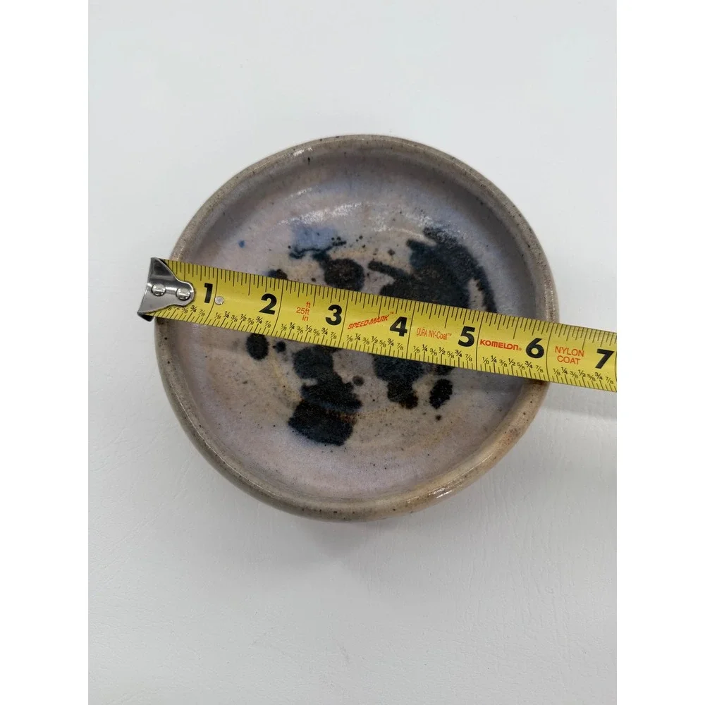 Studio Pottery Bowl Dish Blue Gray Abstract Reactive Glaze Artisan Home Decor